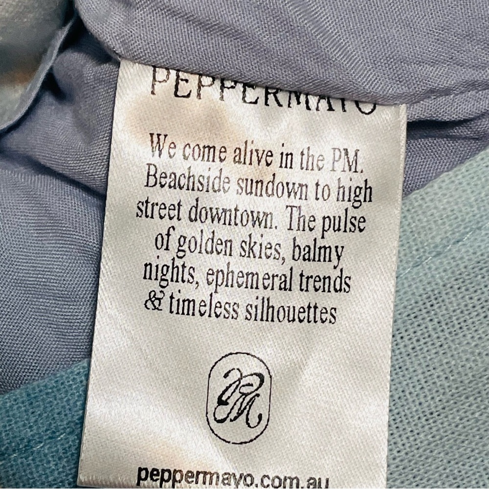 Peppermayo Annalissa Linen Mini Dress in Opulent Blue Side Ruching Size 4 NWT - Picture 5 of 13